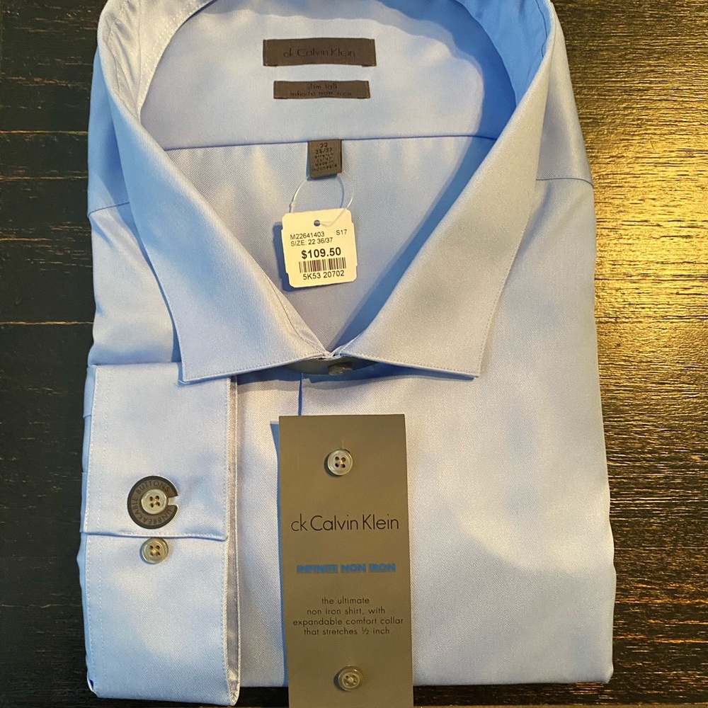 Calvin Klein Men’s Button Down Dress Shirt Neck 22
